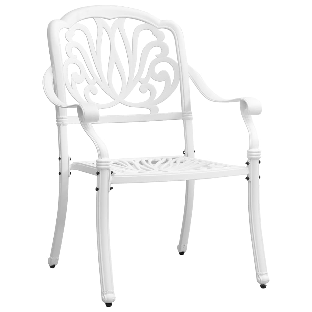 imagem de vidaXL 3 pcs conjunto de bistrô alumínio fundido branco8