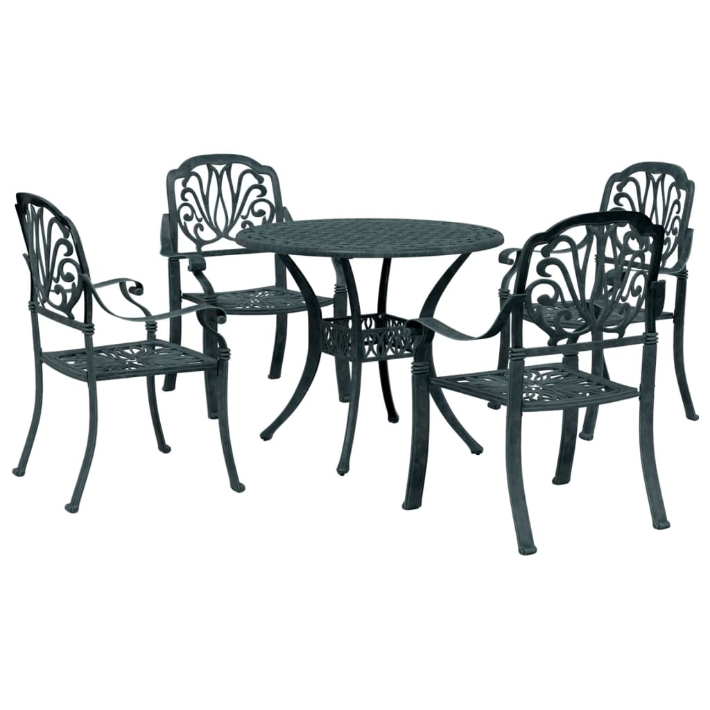 vidaXL 5 pcs conjunto de jantar para jardim alumínio fundido verde