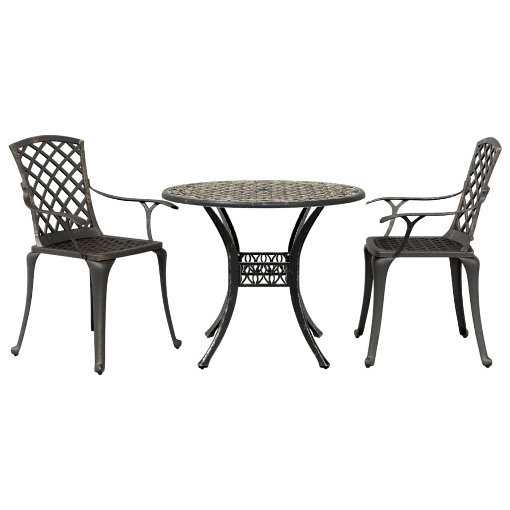 vidaXL 3 pcs conjunto de bistrô alumínio fundido bronze