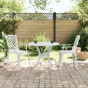 3dílný bistro set bílý litý hliník - obrázek 2