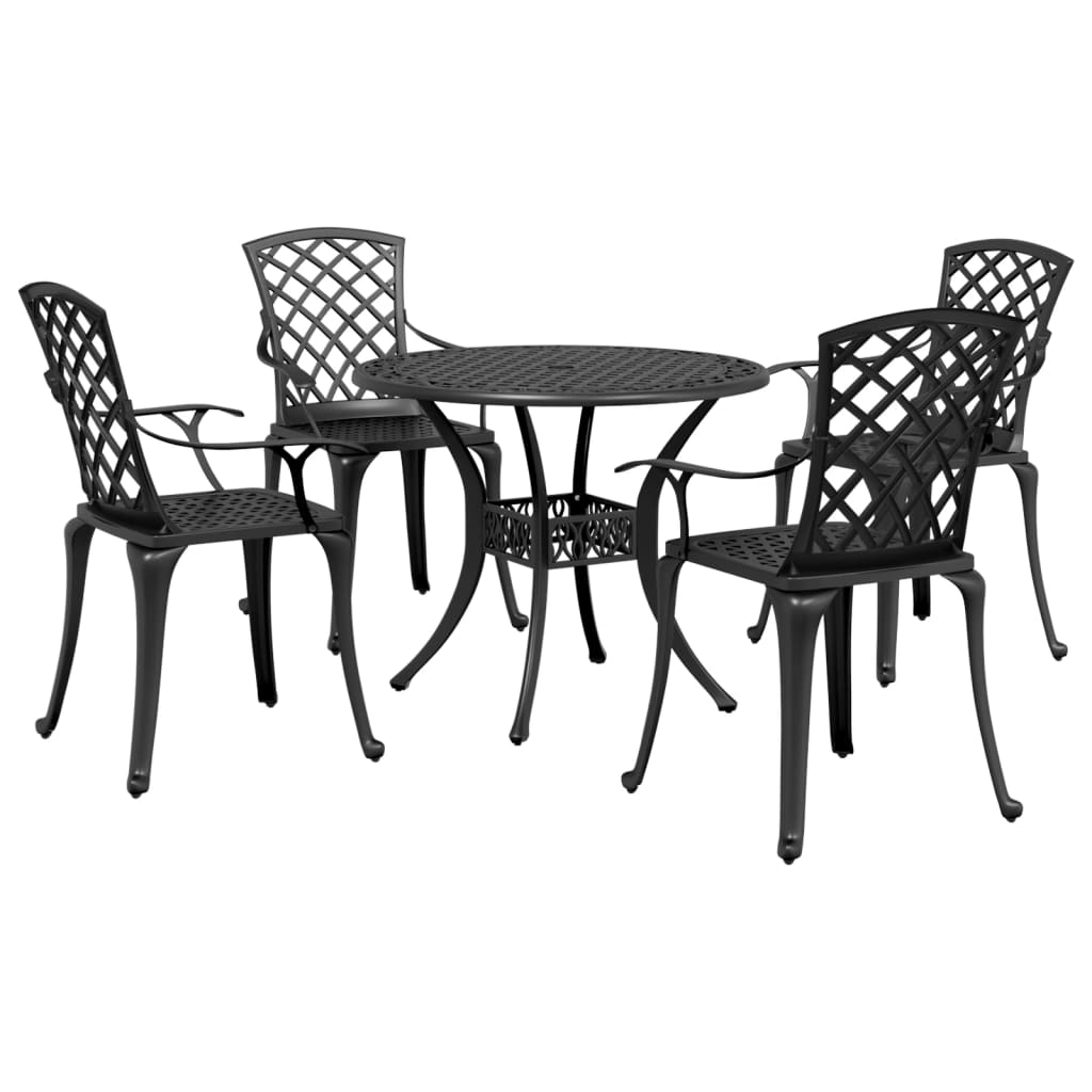 Vidaxl - vidaXL 5 pcs conjunto de jantar para jardim alumínio fundido preto