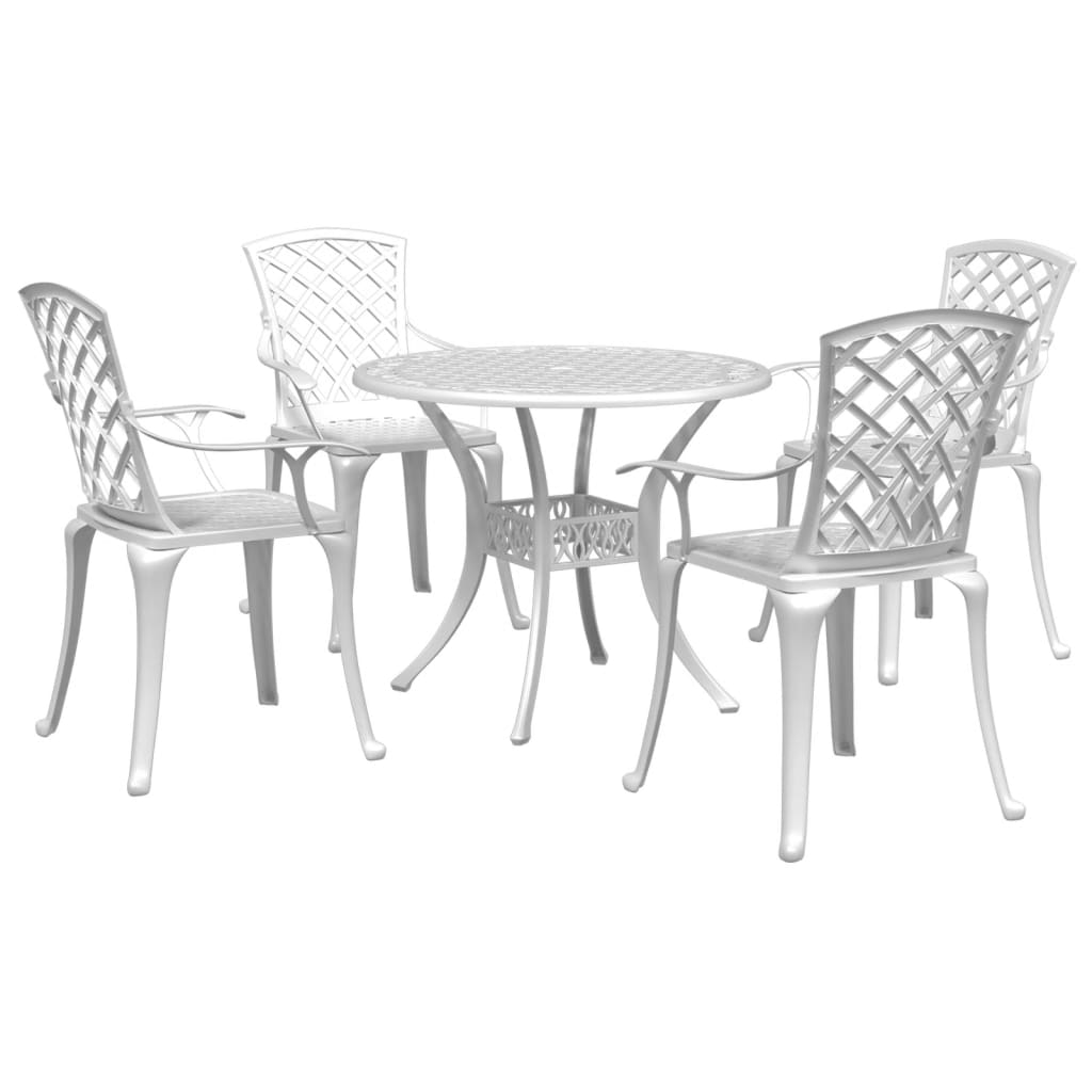 Vidaxl - vidaXL 5 pcs conjunto de jantar para jardim alumínio fundido branco