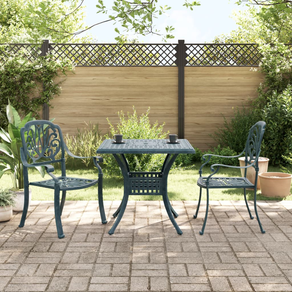 vidaXL 3-tlg. Bistro-Set Grün Aluminiumguss