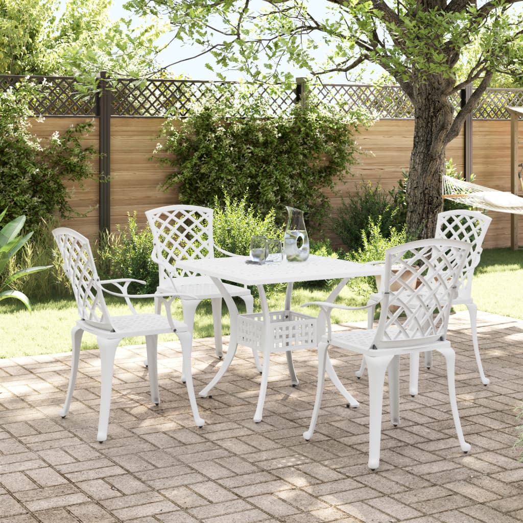 Vidaxl - vidaXL 5 pcs conjunto de jantar para jardim alumínio fundido branco