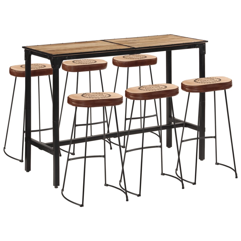 vidaXL 7-tlg. Bar-Set Raues Mangoholz und Metall