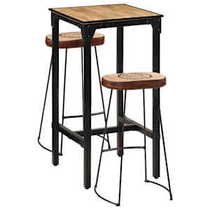 Barska garnitura 3 kosi trden robusten mangov les in kovina