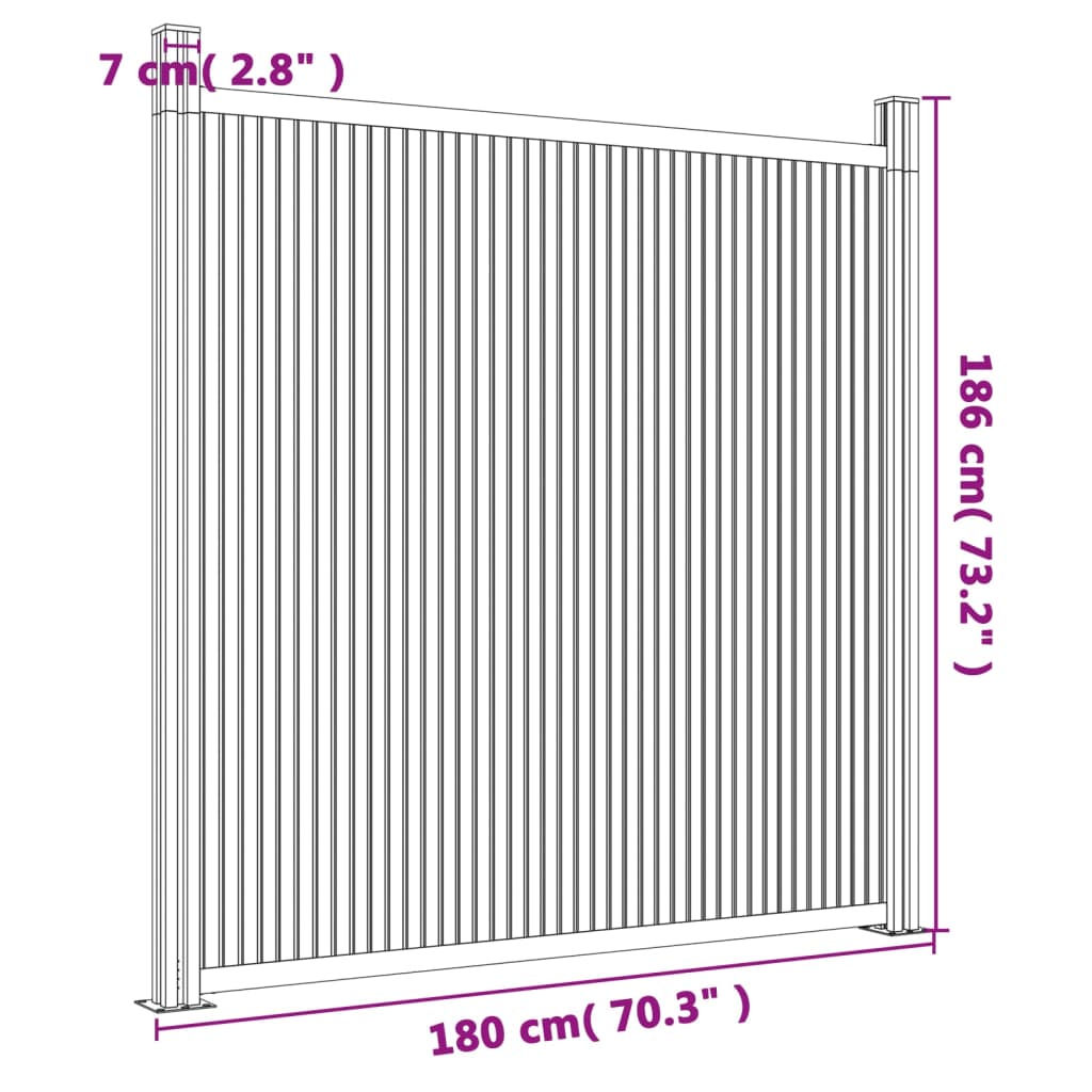 Panel ogrodzeniowy WPC 180x186 brązowy - kompletny zestaw łączony z aluminiowymi słupkami