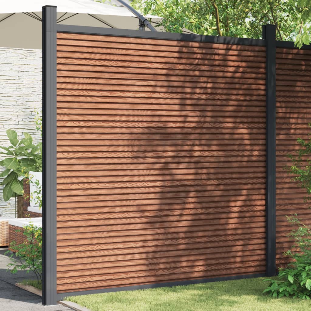 vidaXL Fence Panel with 2 Posts Brown 180×186 cm WPC