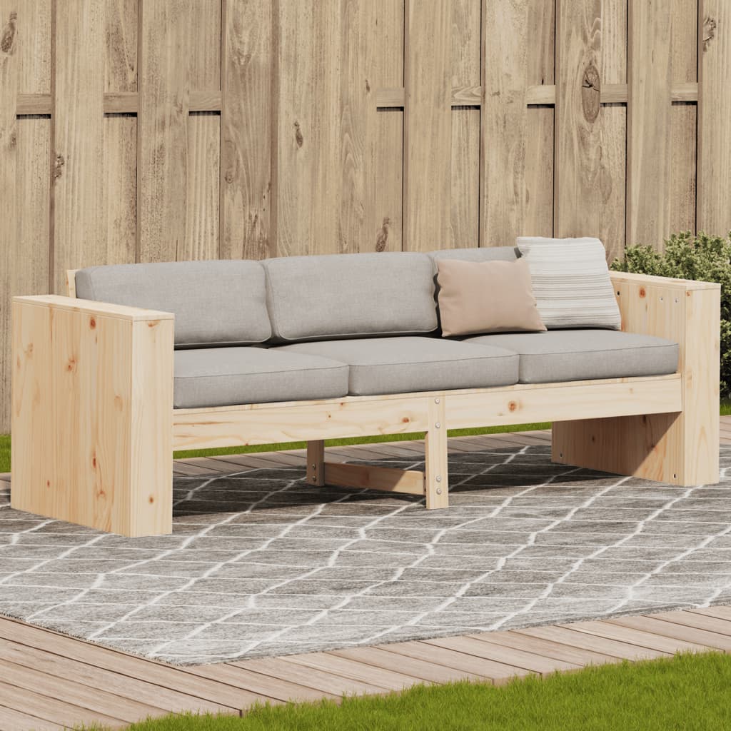 vidaXL Canapea de grădină cu 3 locuri, 189x60x62 cm, lemn masiv de pin