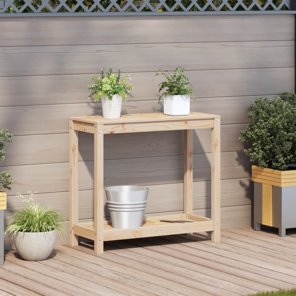 vidaXL Oppottafel met schap 82,5x35x75 cm massief grenenhout afbeelding
