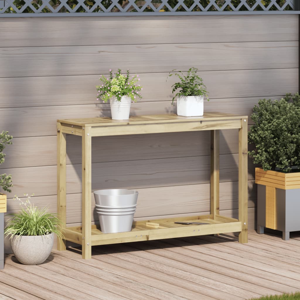 vidaXL Oppottafel met schap 108x35x75 cm geïmpregneerd grenenhout afbeelding