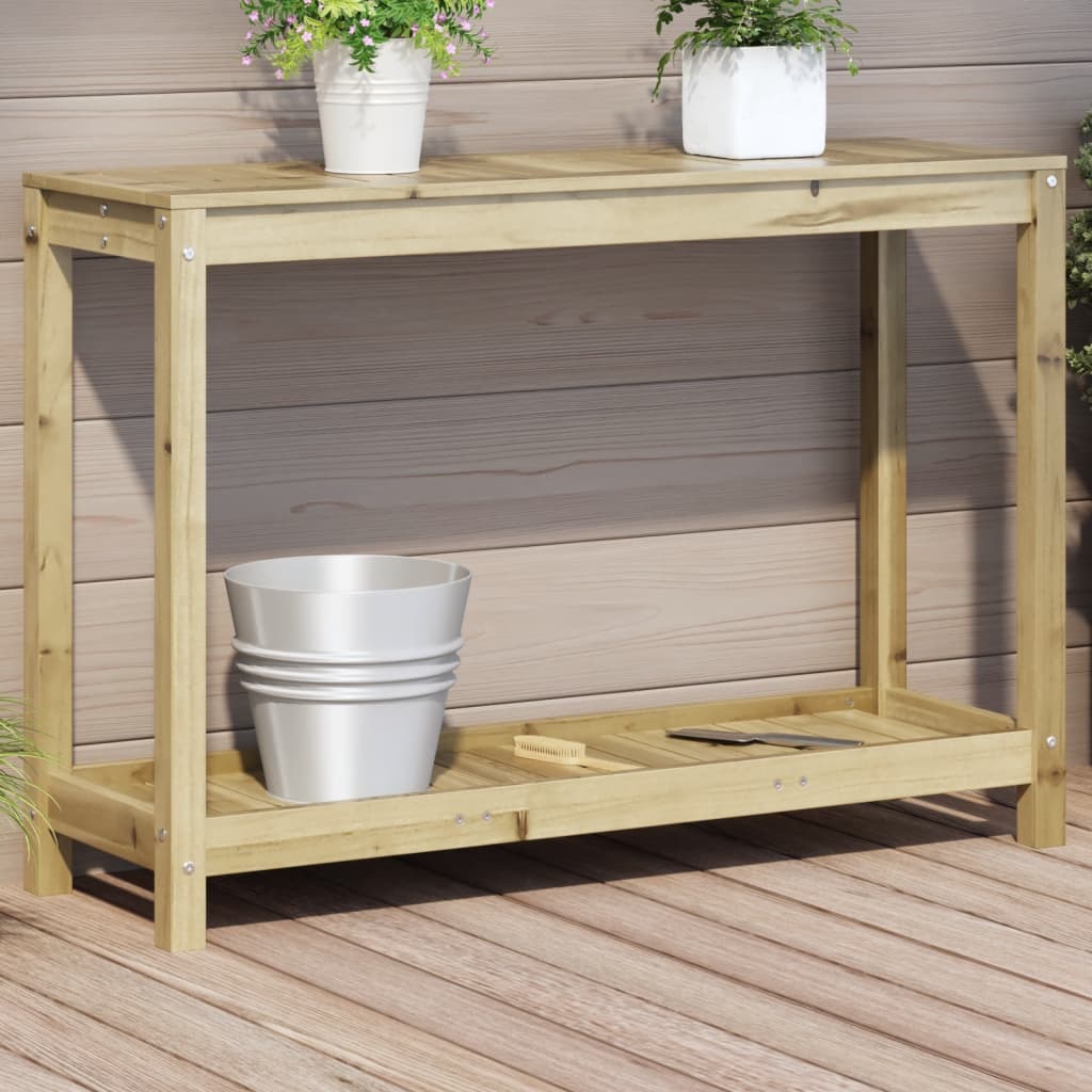 vidaXL plantebord med hylde 108x35x75 cm imprægneret fyrretræ