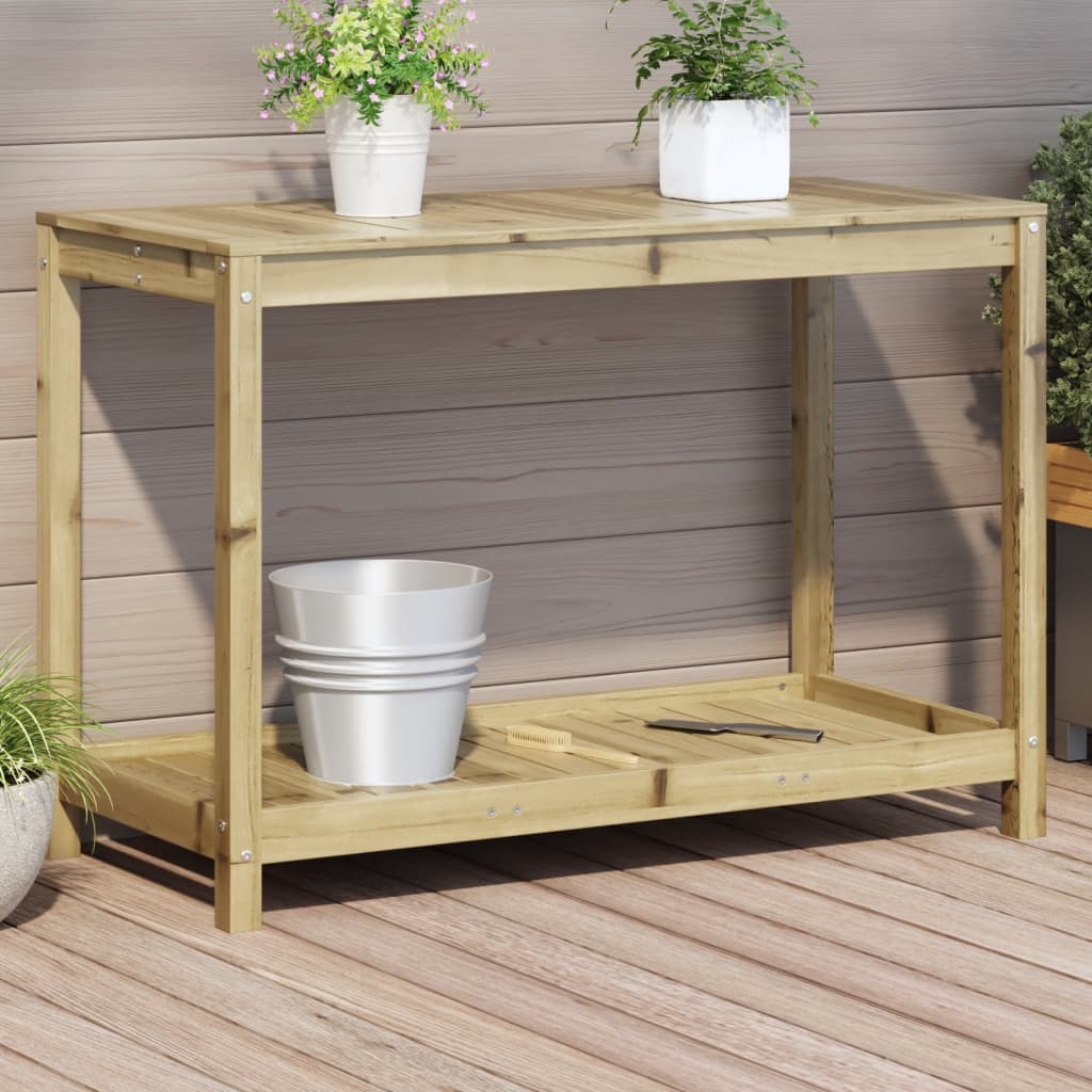 vidaXL plantebord med hylde 108x50x75 cm imprægneret fyrretræ