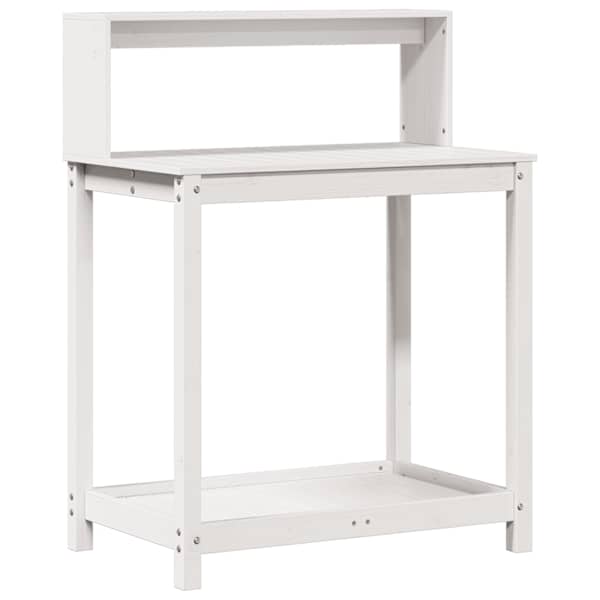 vidaXL riiulitega istutuslaud, valge, 82,5 x 50 x 109,5 cm, m&auml;nnipuit