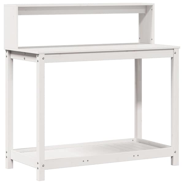 vidaXL riiulitega istutuslaud, valge, 108 x 50 x 109,5 cm, m&auml;nnipuit