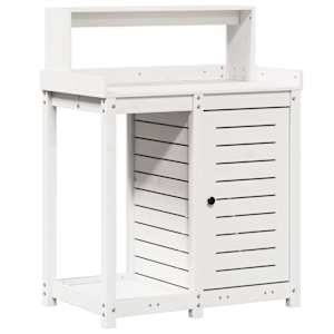 vidaXL riiulitega istutuslaud, valge, 82,5 x 50 x 109,5 cm, m&auml;nnipuit