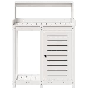 Přesazovací stůl s policemi bílý 82,5x50x109,5cm masiv borovice - obrázek 5