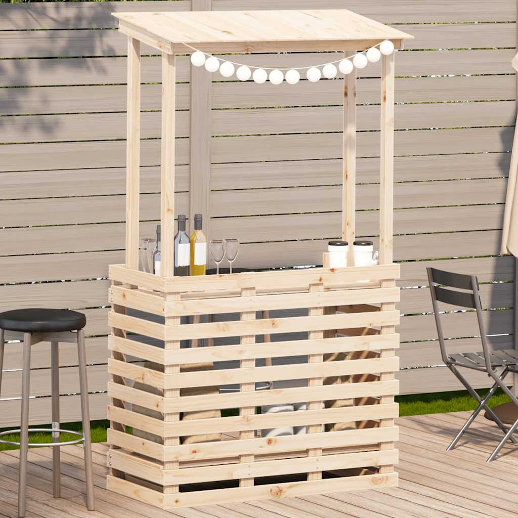 vidaXL Ulkobaaripöytä katolla 112,5x57x195,5 cm täysi mänty