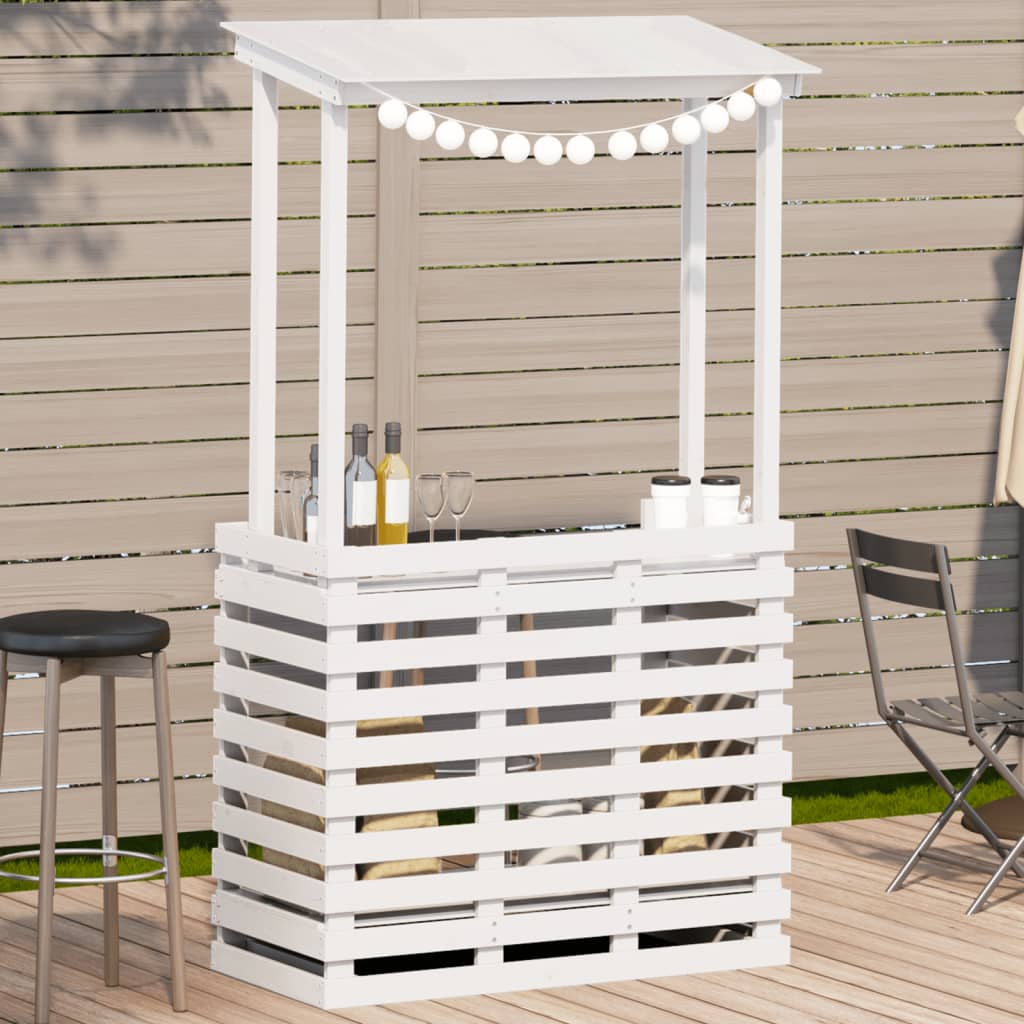Outdoor Bar Table with Roof Bistro Table Garden Dining Table Solid Wood vidaXL