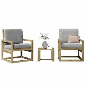 Vrtna sedežna garnitura 3-delna impregnirana borovina