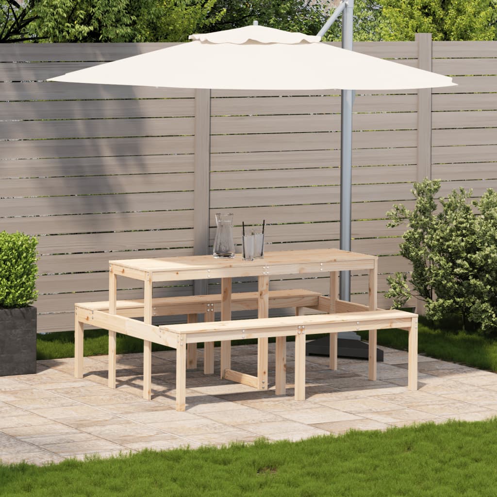 vidaXL Picknicktafel 160x134x75 cm massief grenenhout afbeelding