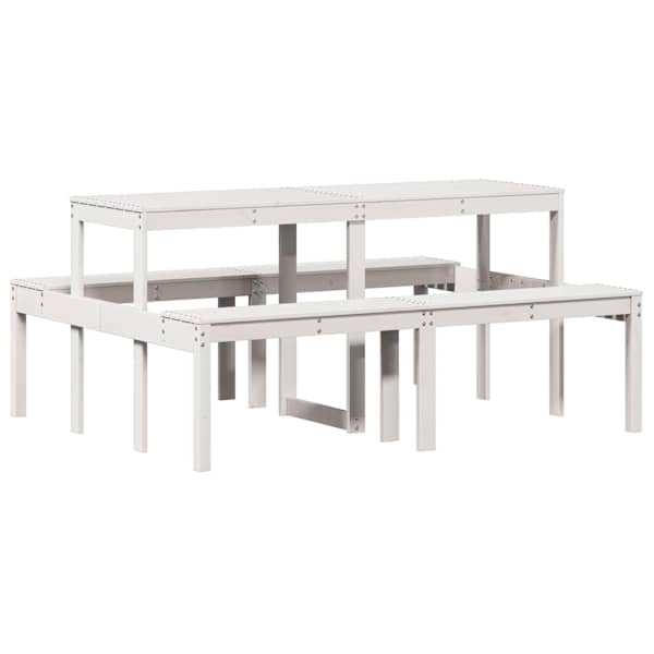 vidaXL piknikulaud, valge, 160 x 134 x 75 cm, m&auml;nnipuit
