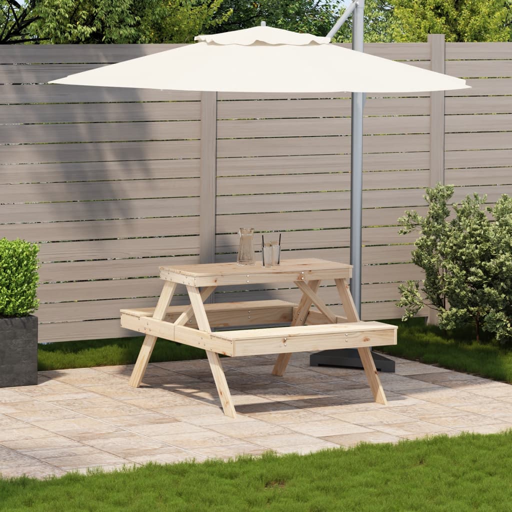 vidaXL Picknicktafel 105x134x75 cm massief grenenhout afbeelding