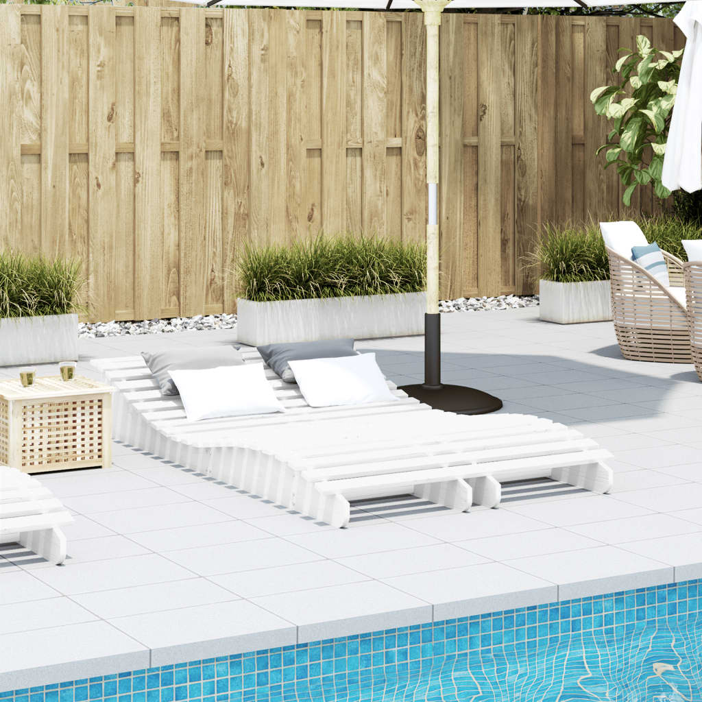 vidaXL Lehátka na opaľovanie 2 ks biele 205x60x31,5cm masívna borovica
