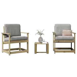 Vrtna sedežna garnitura 3-delna impregnirana borovina