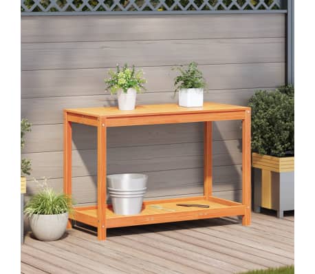 vidaXL Pflanztisch mit Ablage Wachsbraun 108x50x75cm Massivholz Kiefer