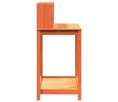 Tavolo Per Piante In Legno Di Pino – Con Piano Zincato E Ganci Laterali, Perfetto Per Balcone E Giardino, Pratico E Resistente