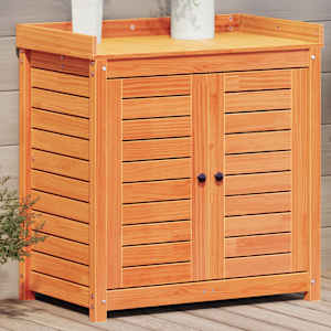 Miza za sajenje s policami rjava 82,5x50x86,5 cm trdna borovina