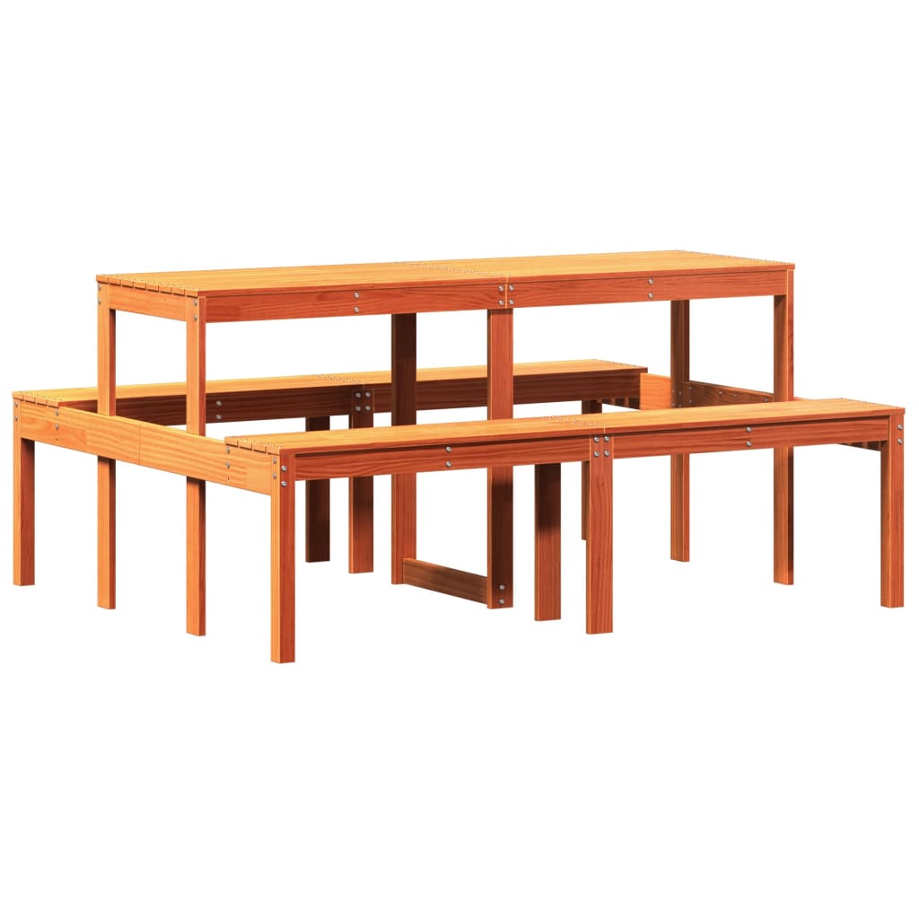 vidaXL Piknikový stůl voskově hnědý 160x134x75 cm masivní borové dřevo