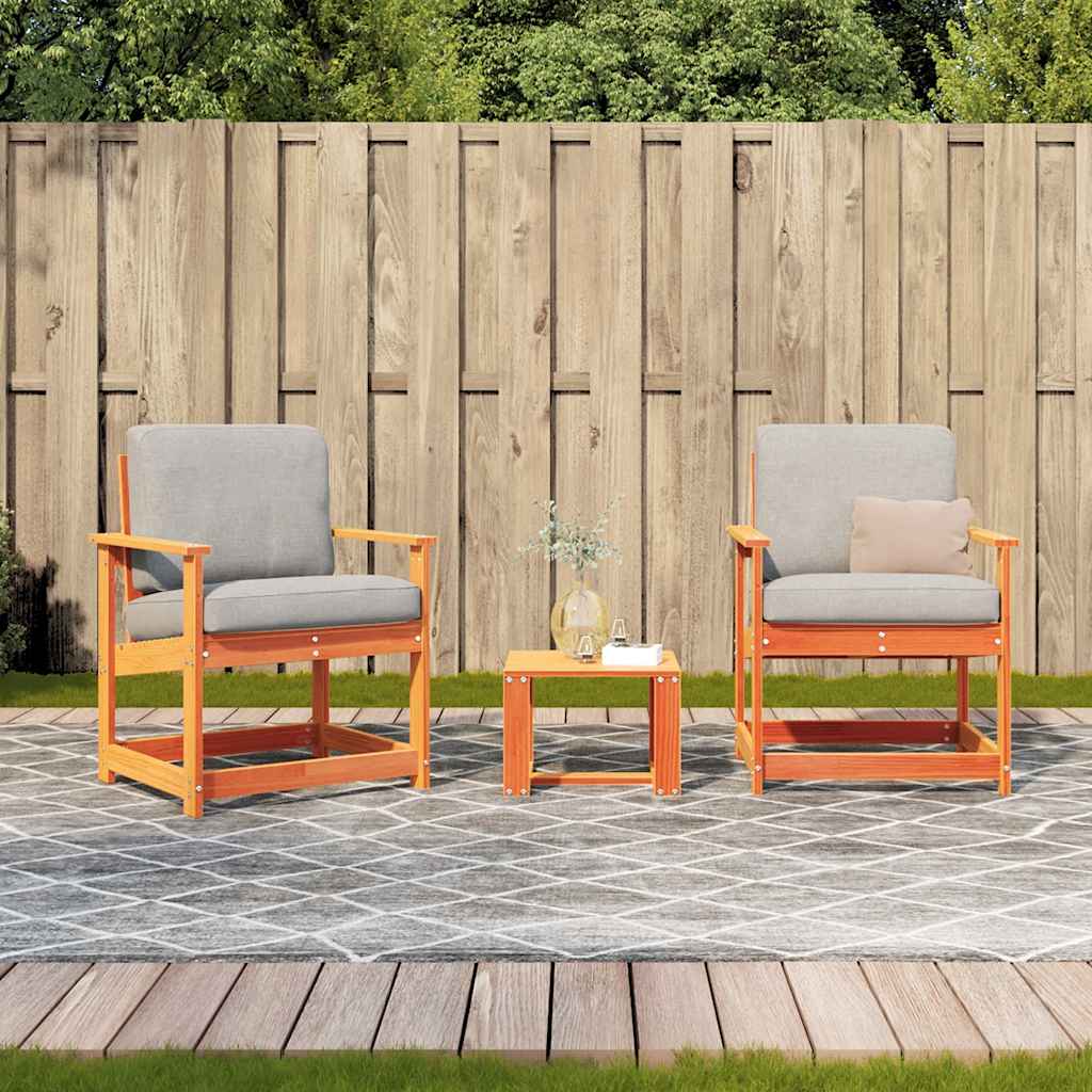 vidaXL 3-delige Loungeset massief grenenhout wasbruin afbeelding