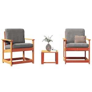 Vrtna sedežna garnitura 3-delna voščeno rjava trdna borovina