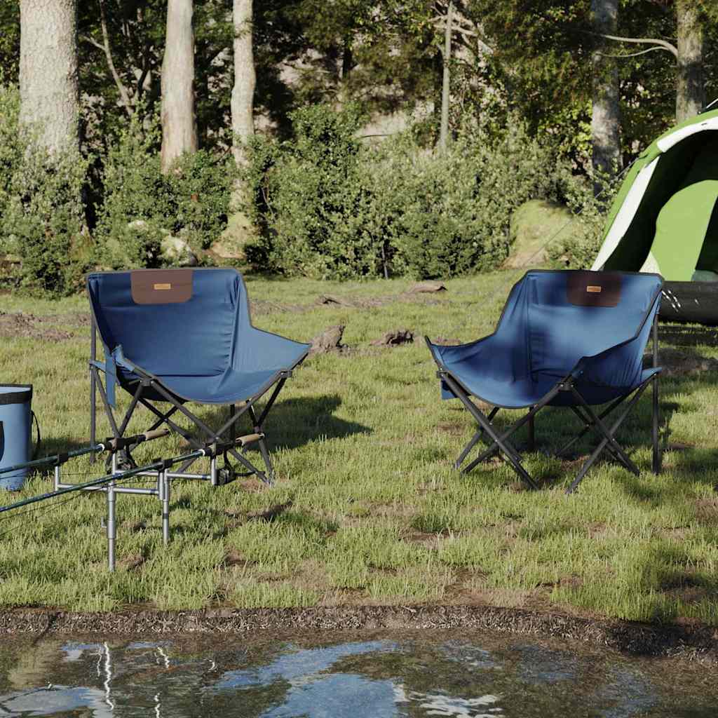 vidaXL Campingstoelen 2 st met vakje inklapbaar blauw afbeelding