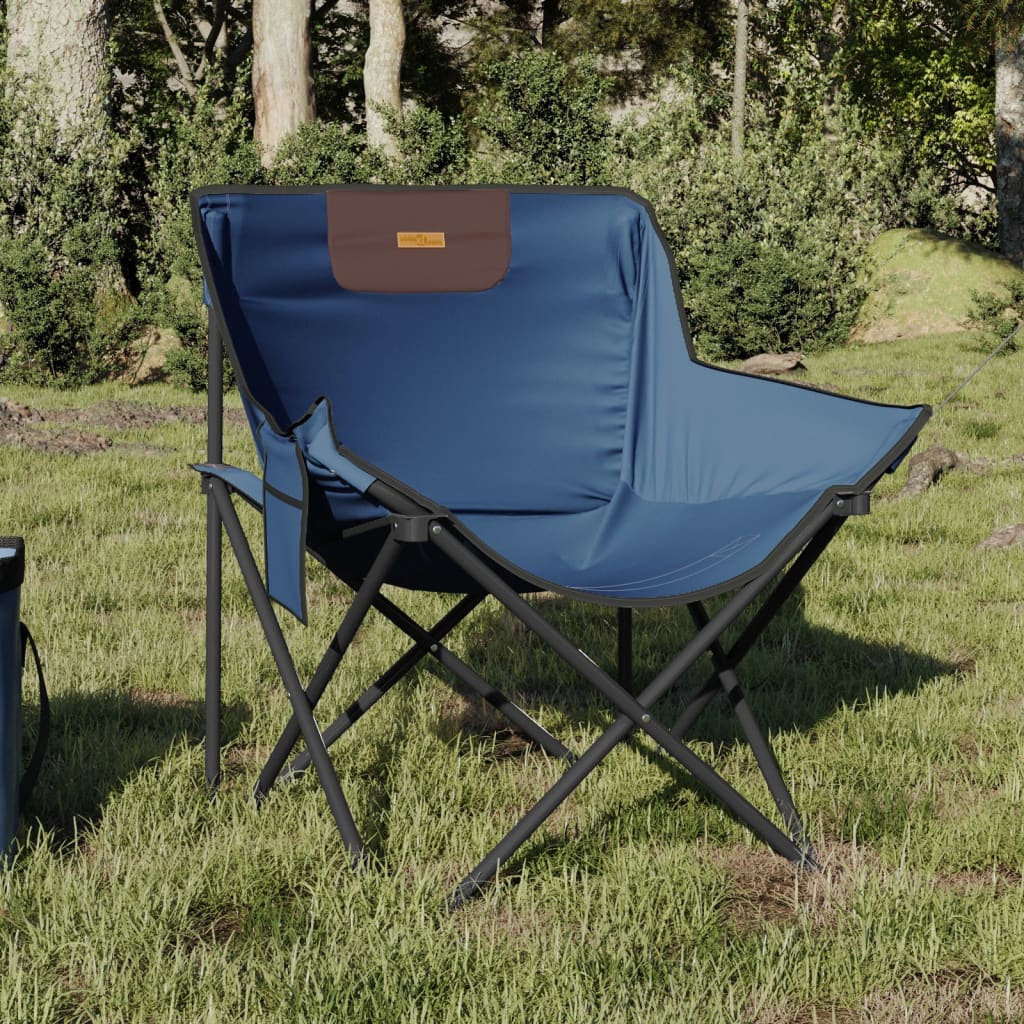 vidaXL Scaune de camping cu buzunar, pliabile, 2 buc., albastru