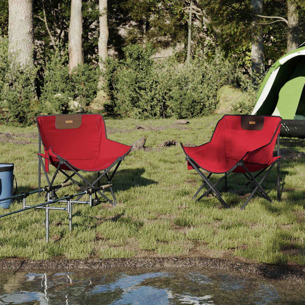 vidaXL Campingstoelen 2 st met vakje inklapbaar rood afbeelding