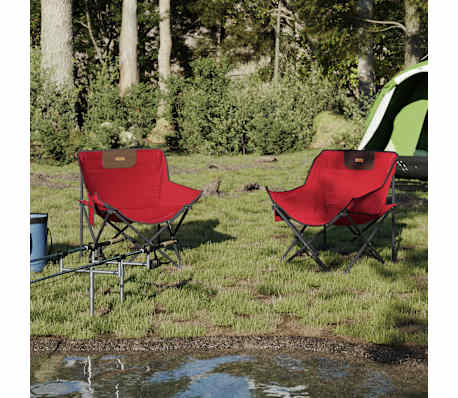 vidaXL Scaune de camping cu buzunar, pliabile, 2 buc., roșu