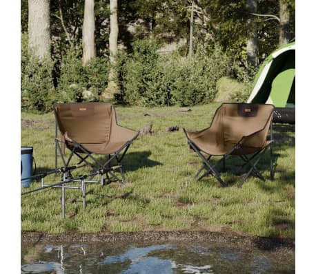 vidaXL Campingstoelen 2 st met vakje inklapbaar bruin