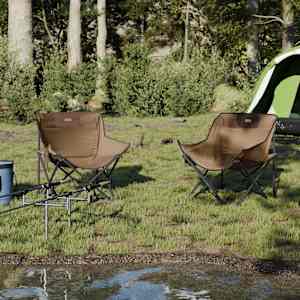 vidaXL Campingstoelen 2 st met vakje inklapbaar bruin