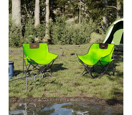 vidaXL Camping Chairs with Pocket Foldable 2 pcs Green