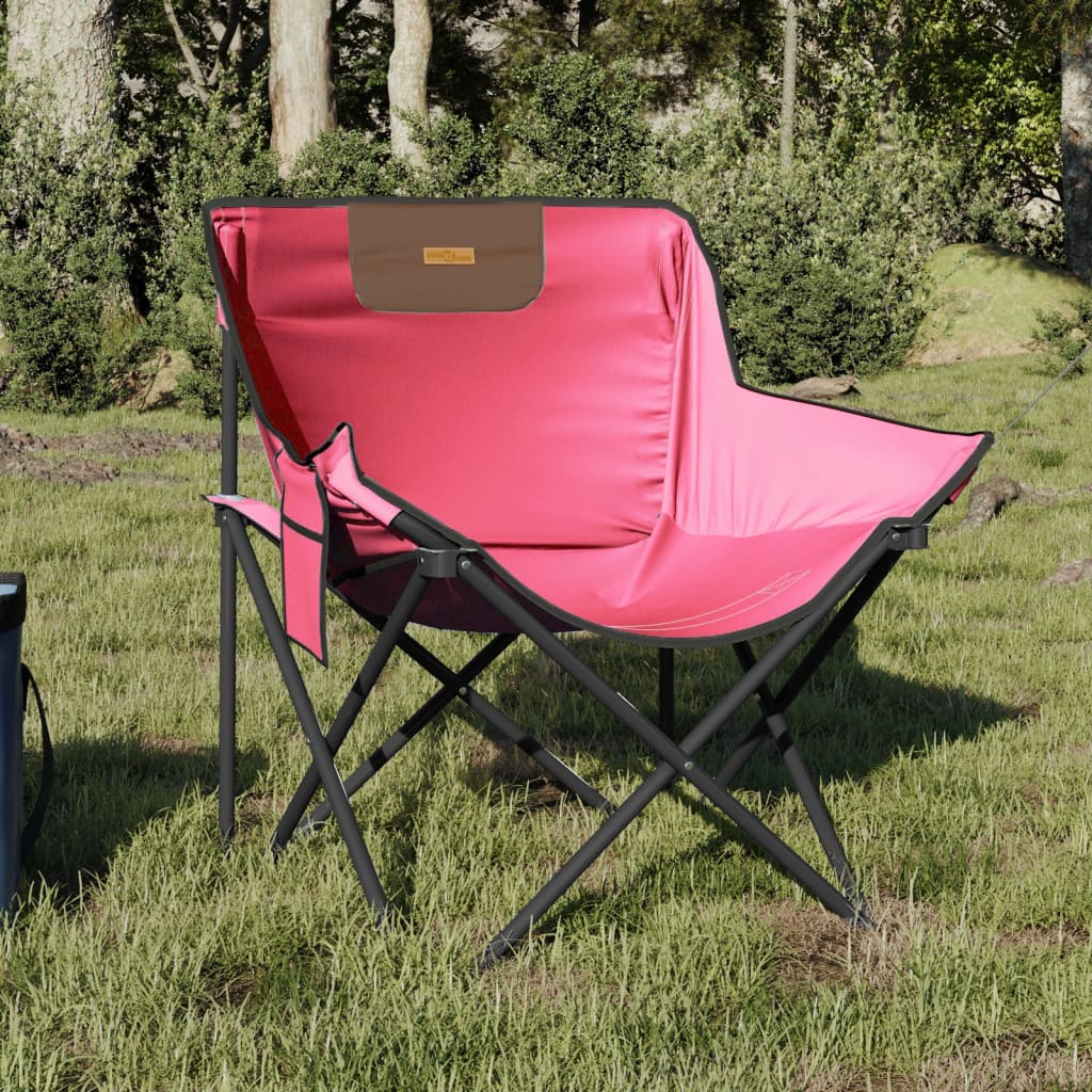 vidaXL Scaune de camping cu buzunar, pliabile, 2 buc., roz