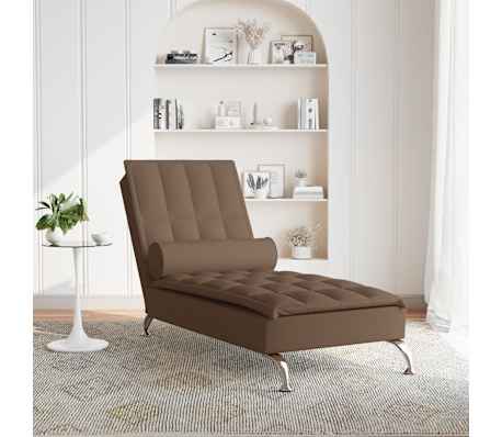 vidaXL chaiselong med massage og pude stof brun