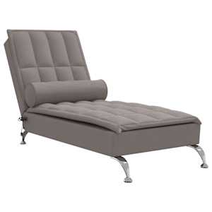 Masážní lenoška s podhlavníkem taupe textil - obrázek 2