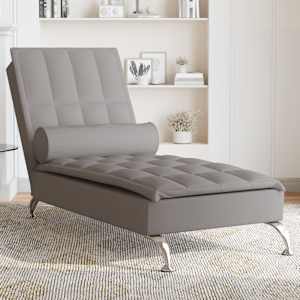 Masážní lenoška s podhlavníkem taupe textil - obrázek 1
