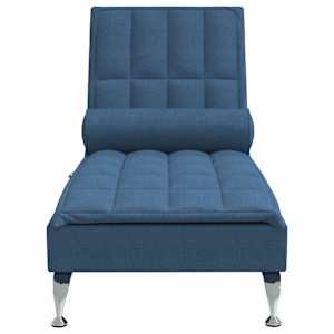 Masážní lenoška s podhlavníkem modrá textil - obrázek 4
