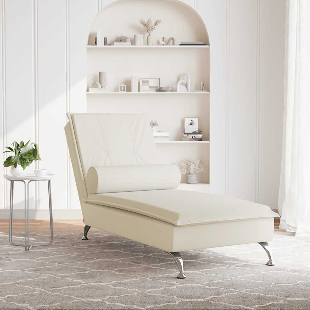 vidaXL Massage chaise longue met bolster fluweel roze afbeelding