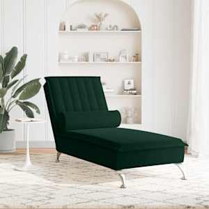 Masažni počivalnik z vzglavnikom temno zelen žamet