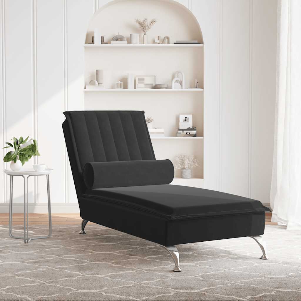 Thumbnail - vidaXL Massage-Chaiselongue mit Nackenrolle Schwarz Samt
